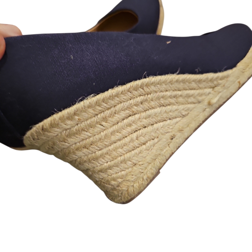 J. Crew Seville Navy Blue Canvas espadrille wedges Sz 9 - Picture 5 of 6